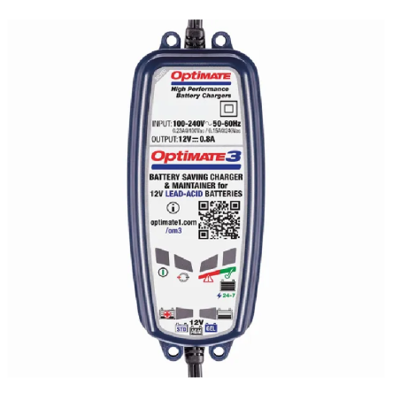 Désulfatage/maintien de charge OptiMate 3 TECMATE pour Jet Ski Kawasaki A1 250, A1 250 SS, A7 350, A7 350 SS, AE 50, AE 80