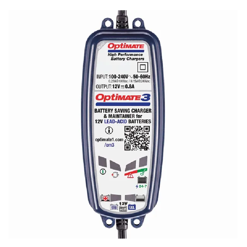 Désulfatage/maintien de charge OptiMate 3 TECMATE pour Jet Ski Kawasaki, Polaris, Yamaha, Seadoo A1 250 SS, 300 4X4, AG 200